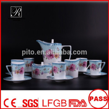 P &amp; T 2015 nuevo producto de hueso china conjunto de café conjunto flores diseño elegante
